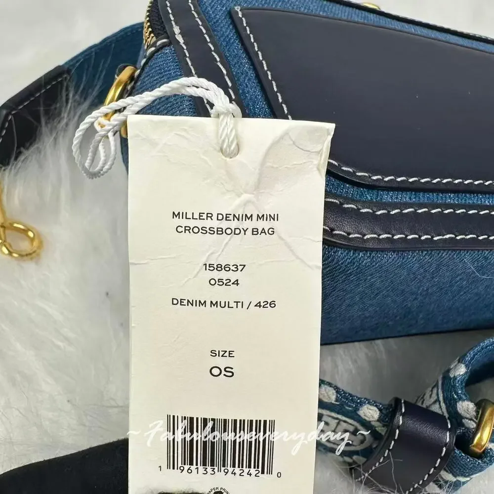 Tory Burch Mini Miller Denim Crossbody Bag 158637 NWT
